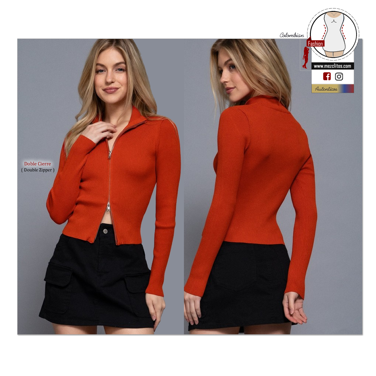 Long Sleeve | 2 Way Open Zipper | Sweater | 14140