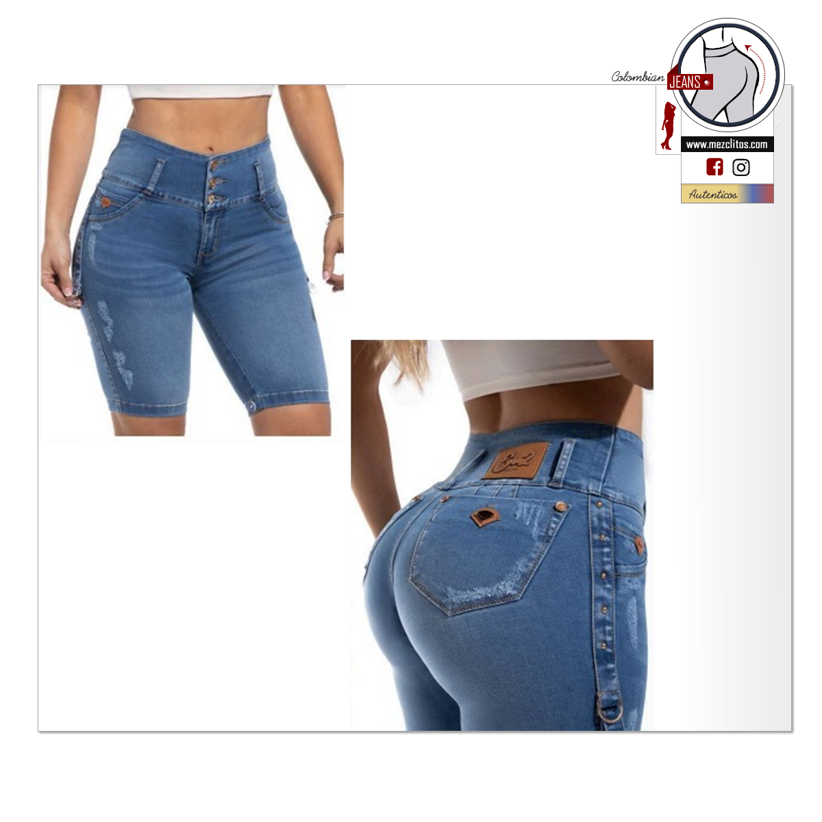 ENE2 Jeans Colombianos | 2 in 1 | Jeans & Bermuda Shorts in One | 90689