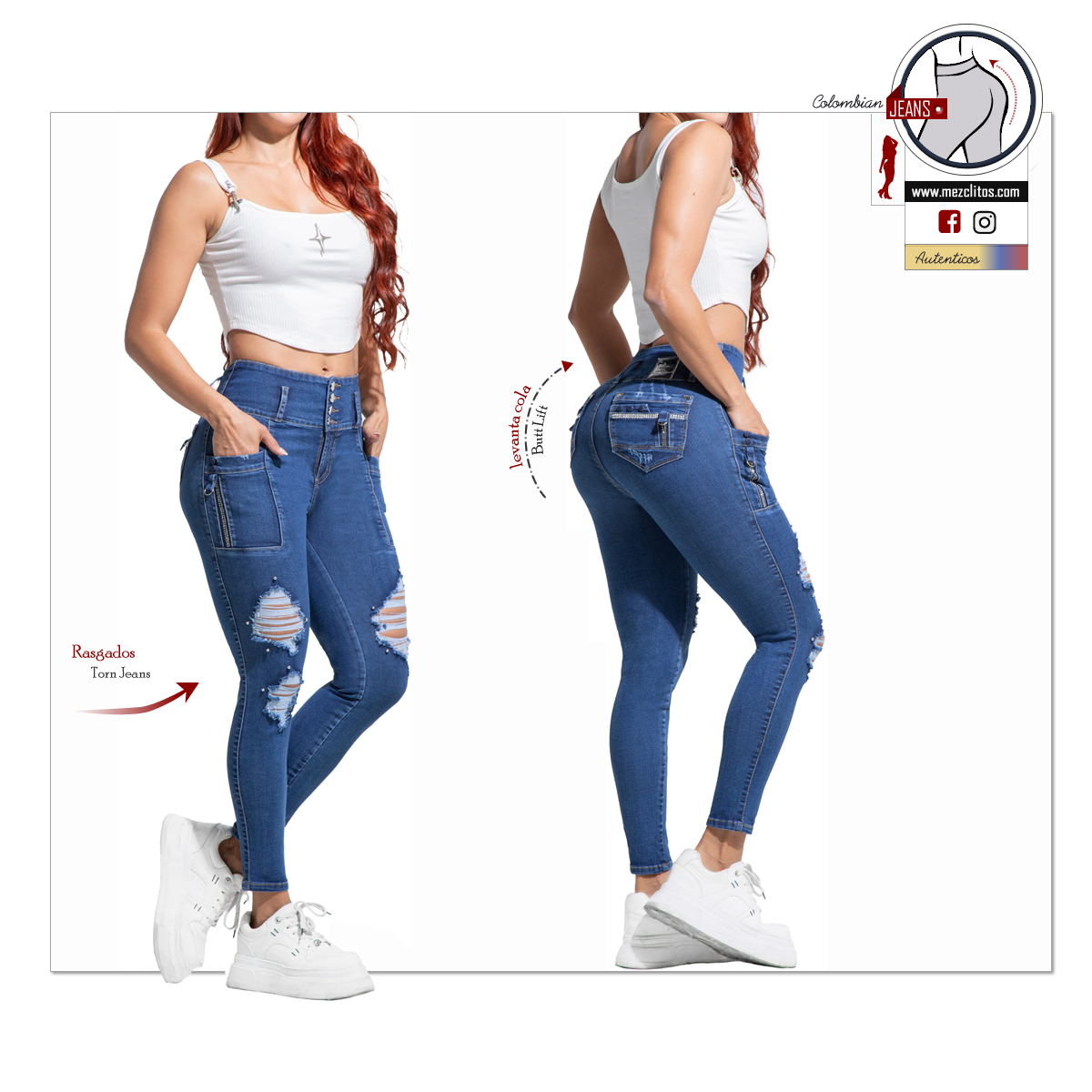NYE Jeans Colombianos | Levanta Cola | Rasgados | 64526