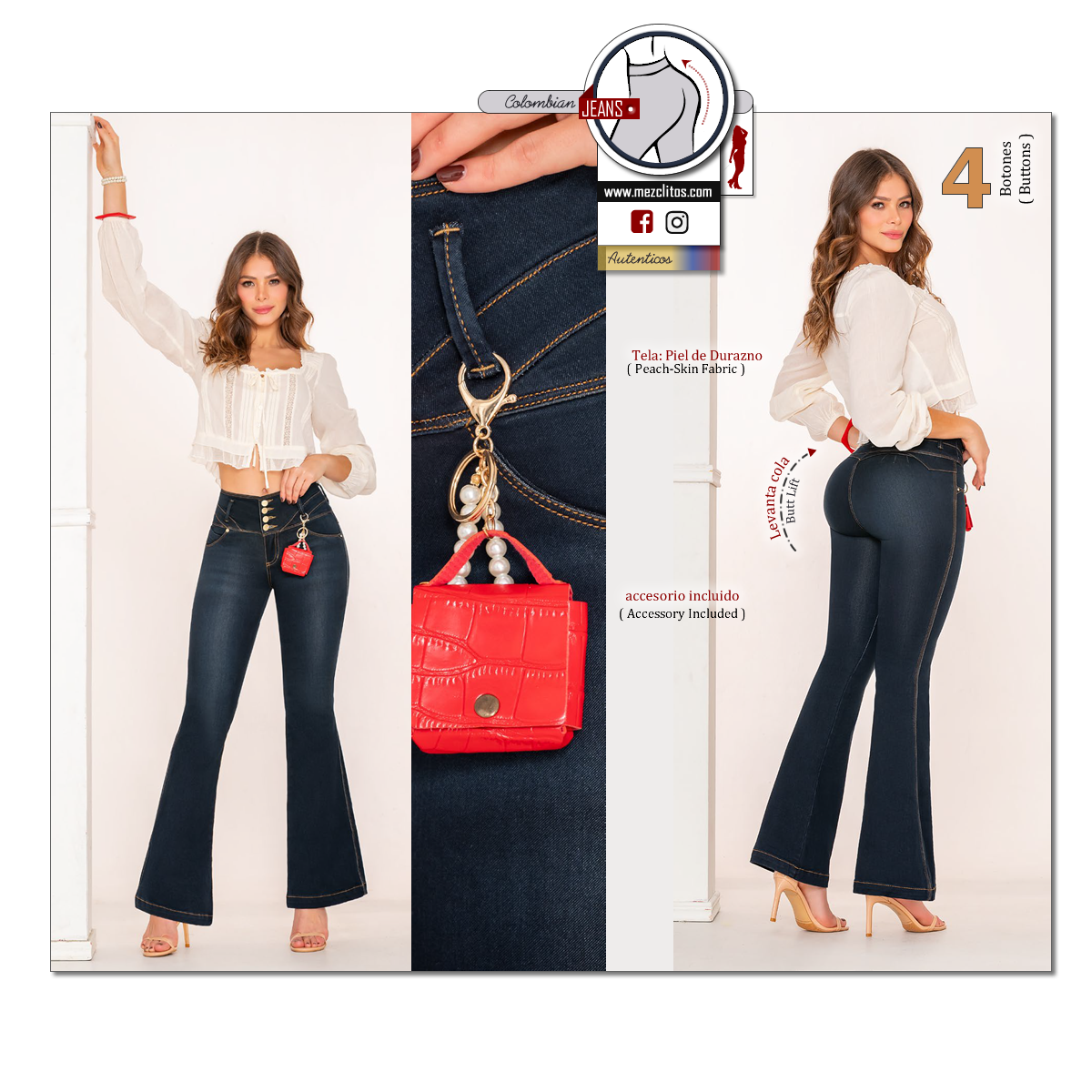 Seven7 Jeans Colombianos | Levanta Cola | Campana | 1659