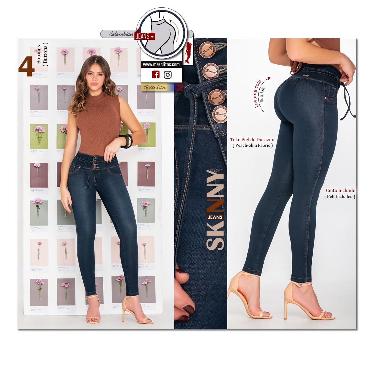 Seven7 Jeans Colombianos | Levanta Cola | Skinny | 1660
