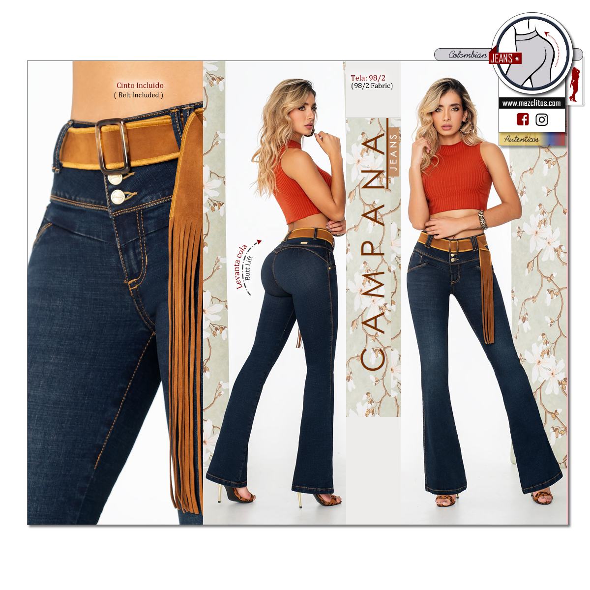 Seven7 Jeans Colombianos | Levanta Cola | Campana | 1701