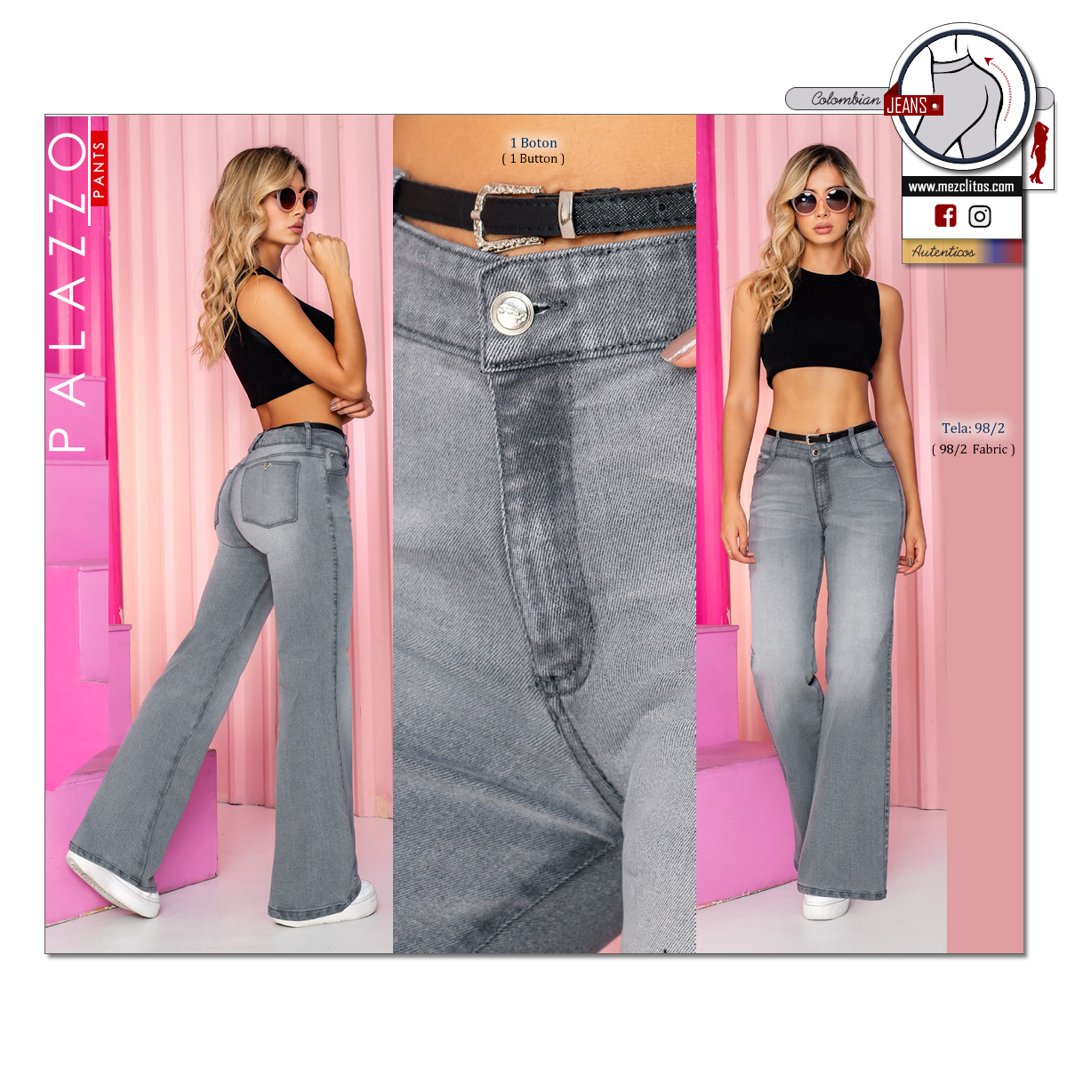 Seven7 Jeans Colombianos | Palazzo | One Button | 1716