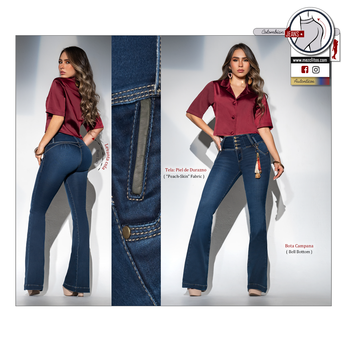 Seven7 Jeans Colombianos | Levanta Cola | Acampanado | 1741