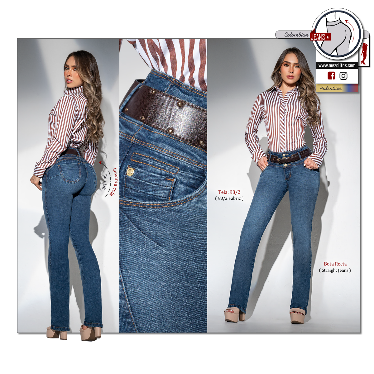 Seven7 Jeans Colombianos | Levanta Cola | Bota Recta | 1742