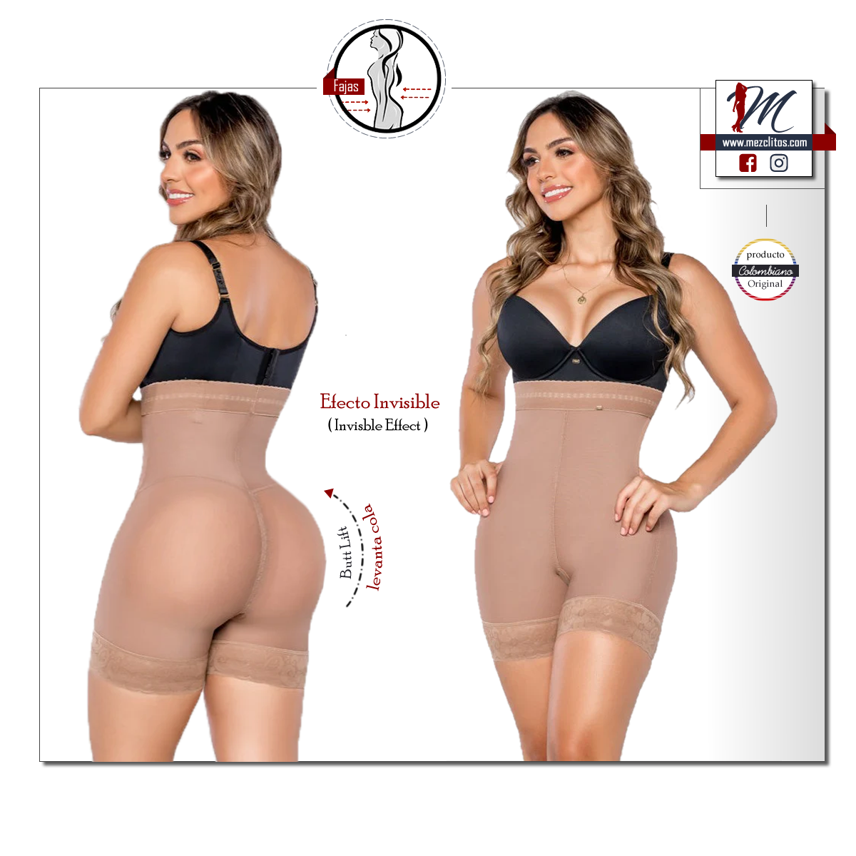 Panty Shorts w/ Abdomen Control & Invisible Effect 4004 - 100% Colombiano