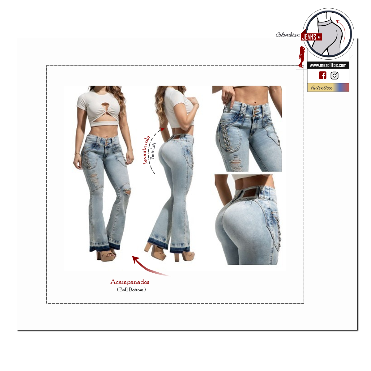 Lowell Jeans Colombianos | Acampanados | Rasgados | 50511