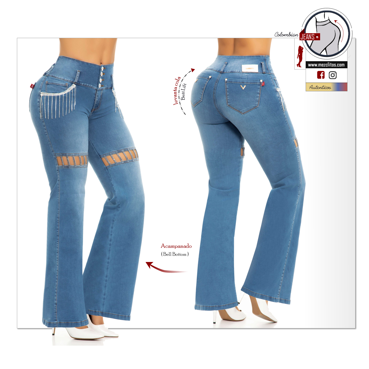 Lujuria Jeans Colombianos | Levanta Cola | Acampanados | 71046