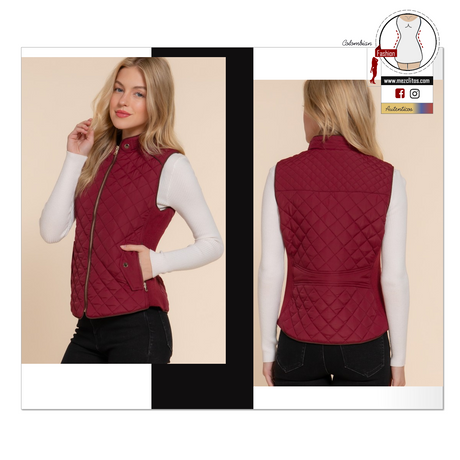 Timing Suede Vest | Rib Quilted Padding Vest | 13542