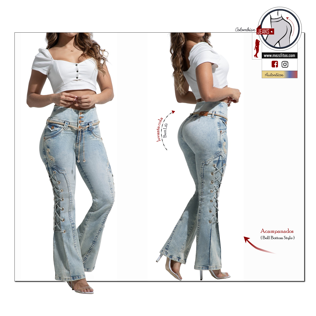 ENE2 Jeans Colombianos | Levanta Cola | Acampanado | 90730