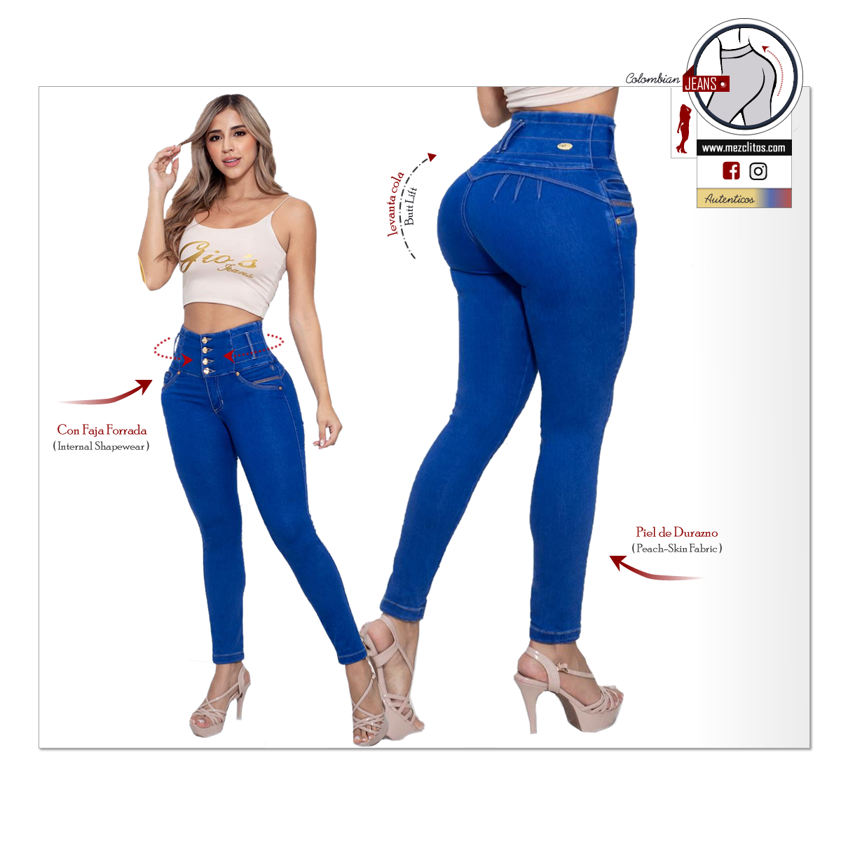 Gio's Jeans Colombianos | Levanta Cola | Con Faja Interna | 1720