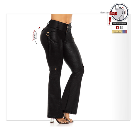 Lowell Jeans Colombianos | Levanta Cola | Negro Mirellado | 50424