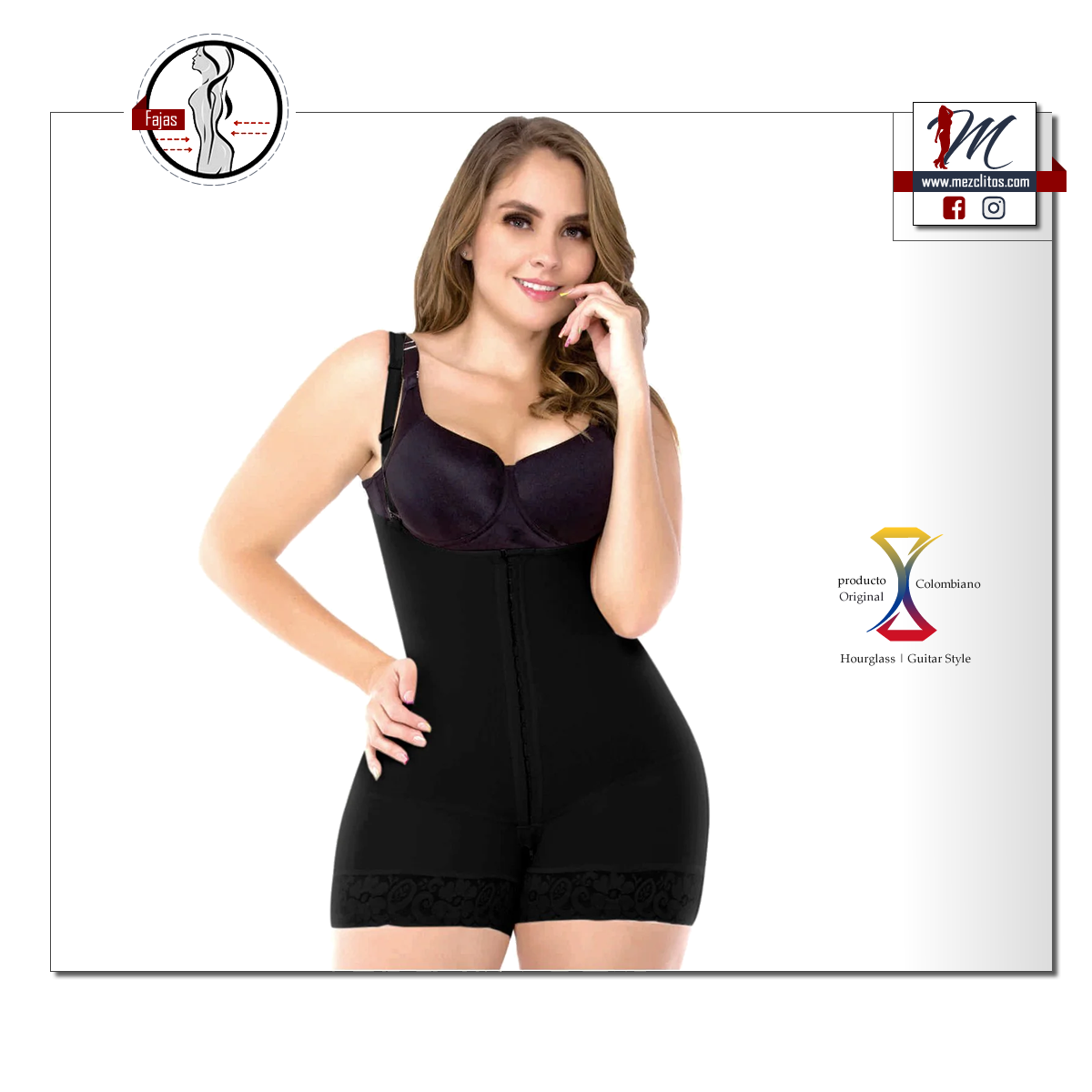 Uplady Fajas | Hourglass Guitar Shape | High Compression Shapewear | Extra Short | BBL | 6190