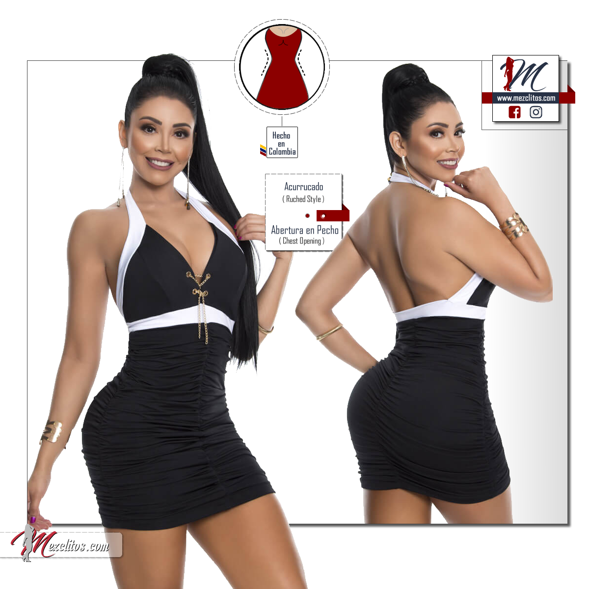 Vestido VE2199 (Negro) - 100% Colombiano