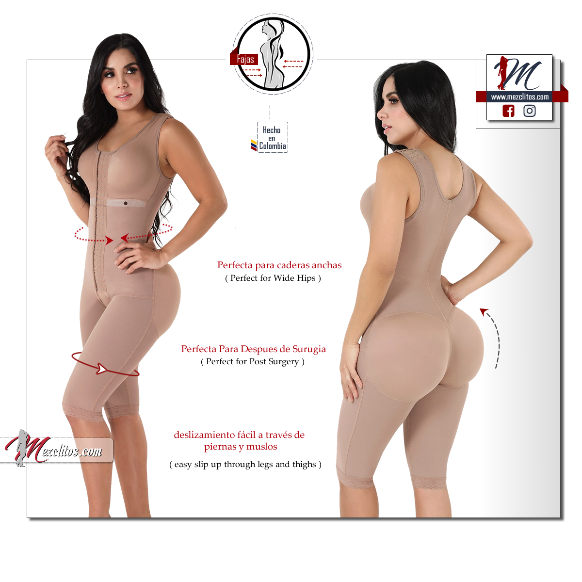 Jackie London Fajas 3050 - Long Body Shaper w/ Brassiere and Wide Straps