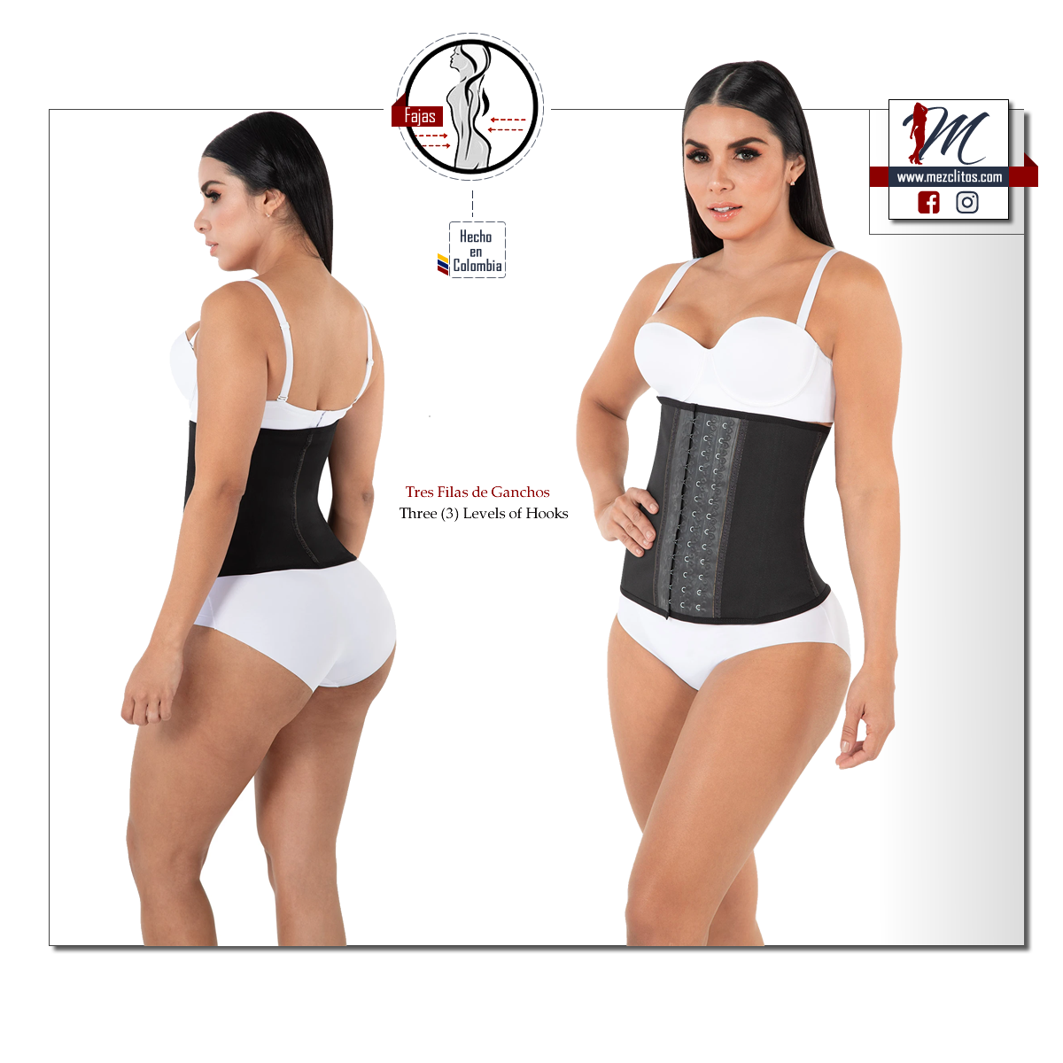 Jackie London Waist Trainer 5030 (Black) - Faja 100% Colombiana