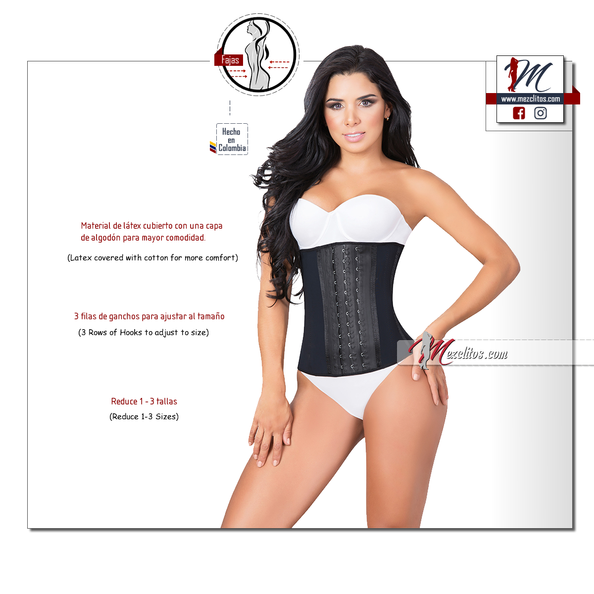 Jackie London Waist Trainer 5030 (Black) - Faja 100% Colombiana