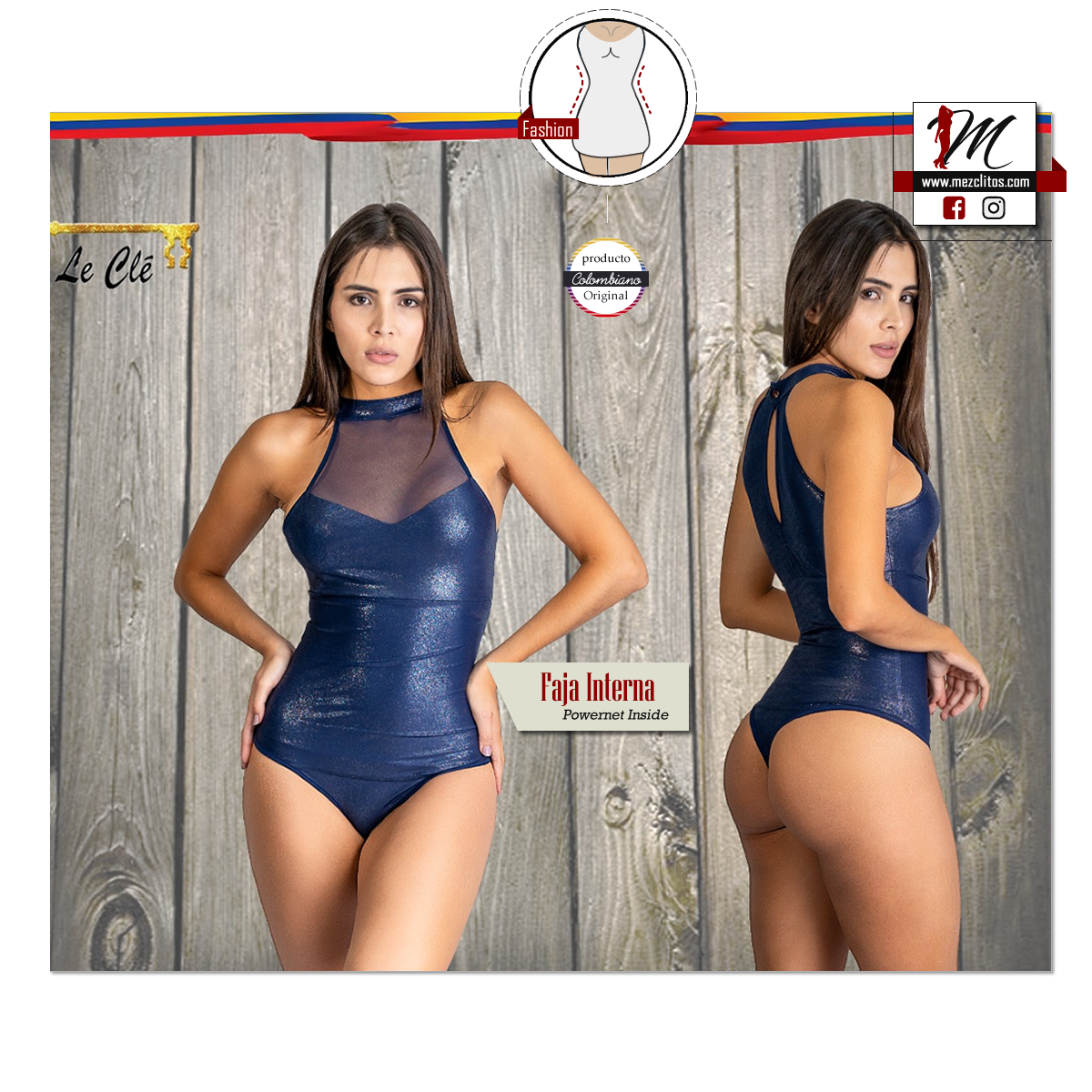 Le Cle Bodysuit Reductor Colombiano 707 Blue