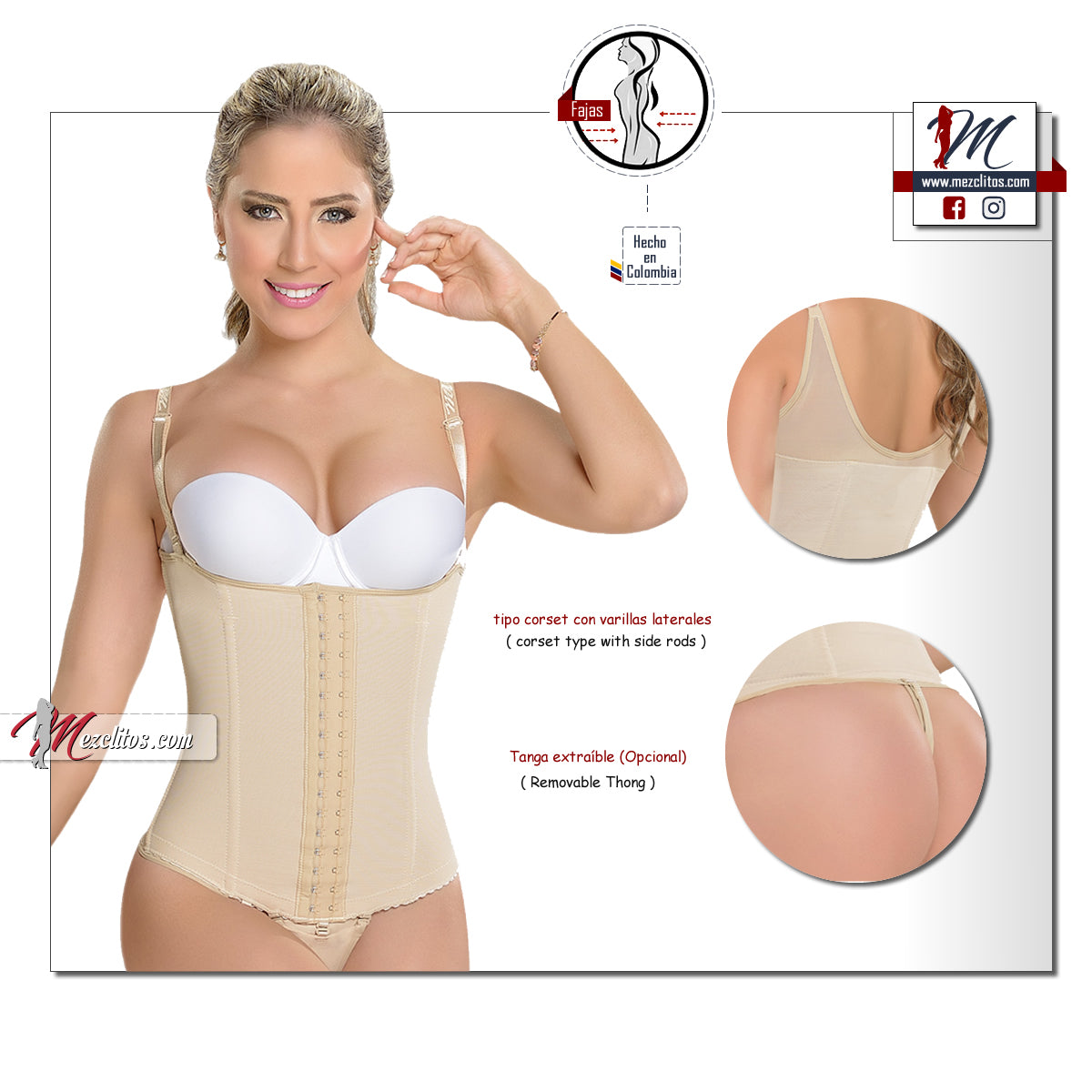 MyD Fajas - Waist Cincher w/ Removable Thong 0053