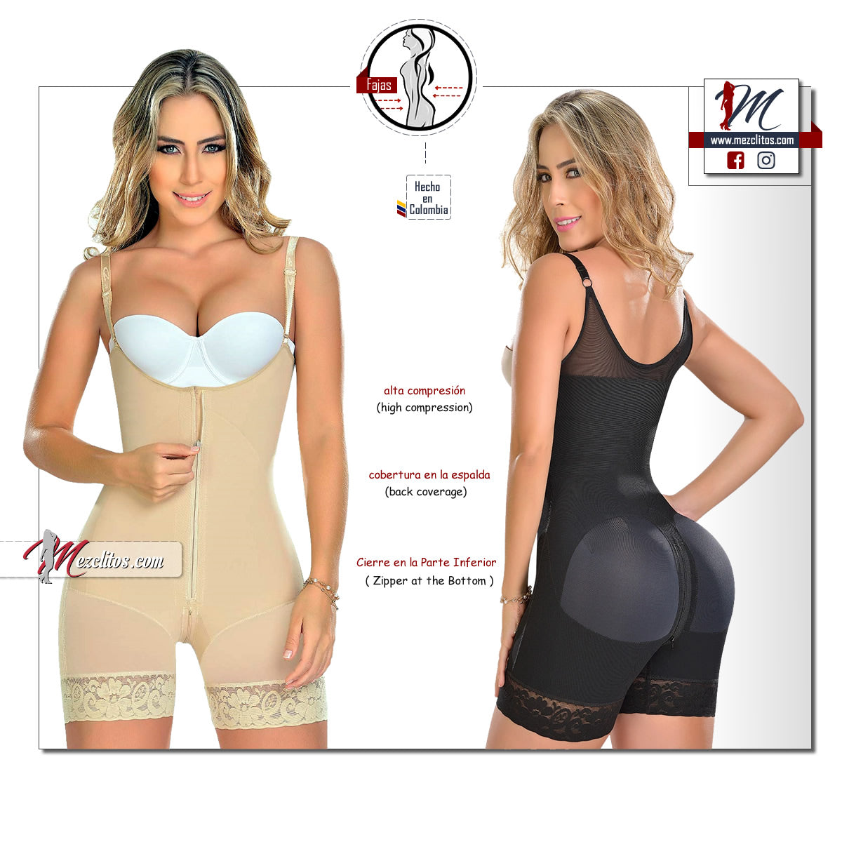 MyD Fajas 0768 with Front Zipper