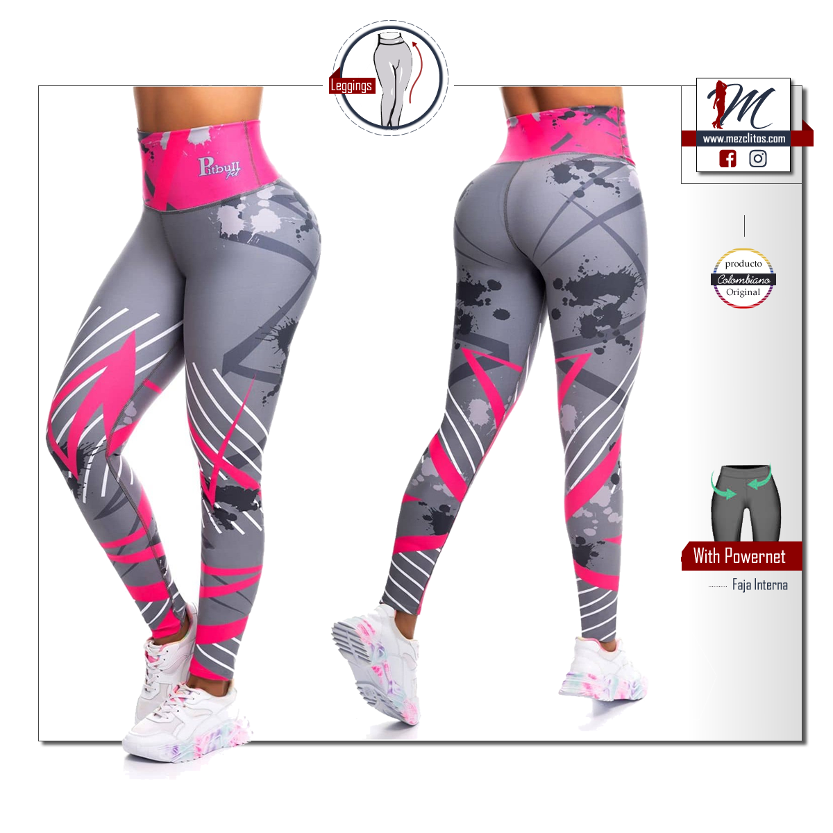 Sports Leggings w/ Faja (Girdle) in Waist 1148 - Pink