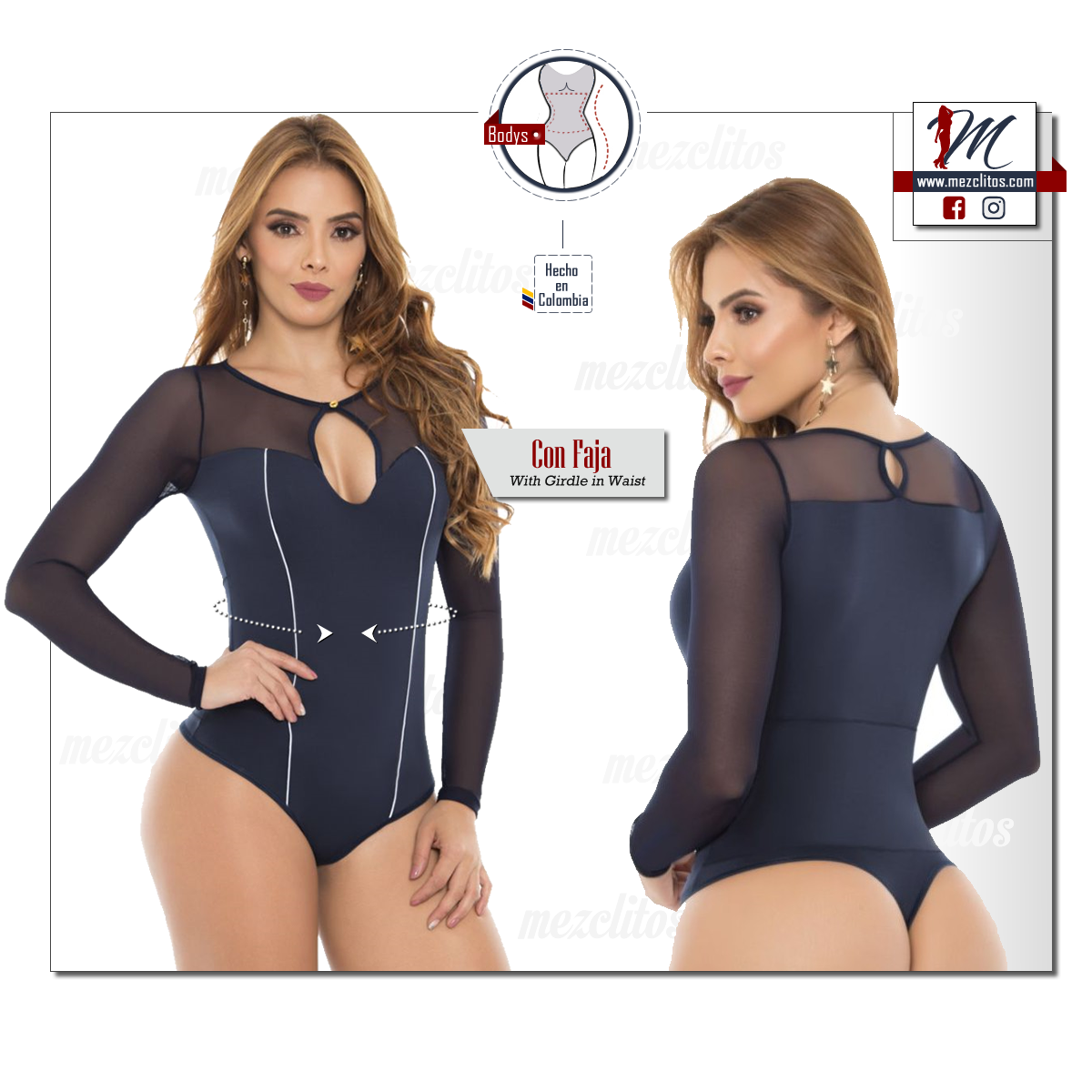 Bodysuit 3273 (Navy Blue) - 100% Colombiano