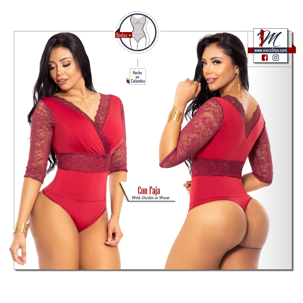 Bodysuits Reductoras 3343 (w/ Faja) Wine