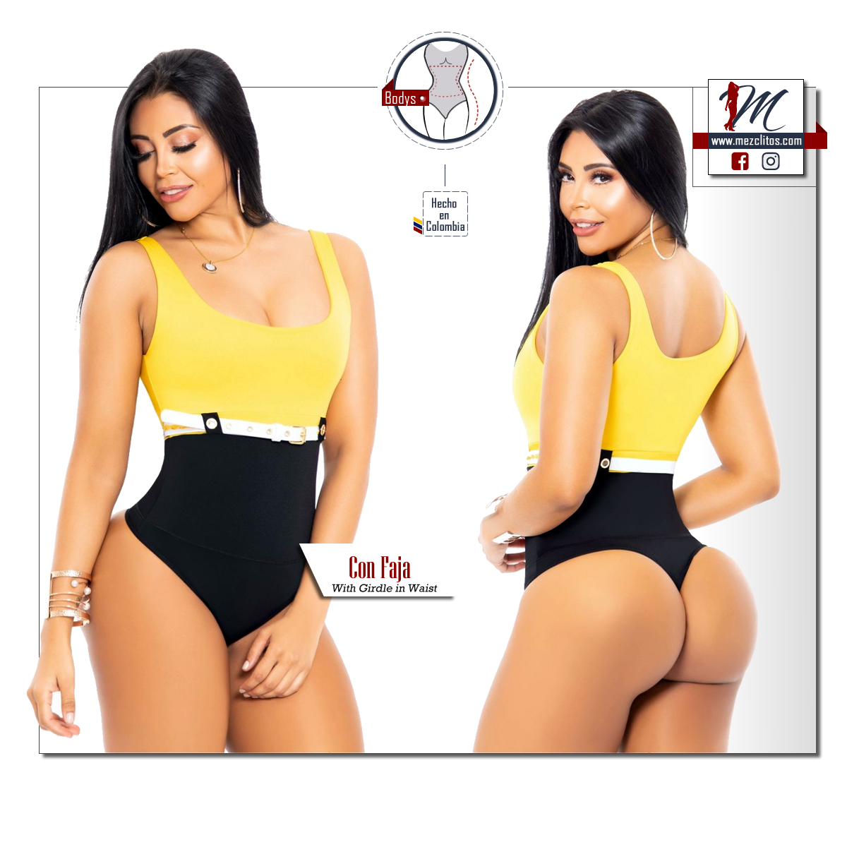 Bodysuits Reductoras 3348 (w/ Faja) Yellow / Black