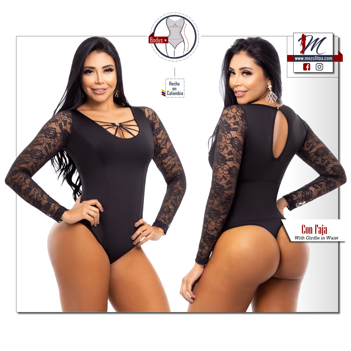 Bodysuits Reductoras 3371 (w/ Faja) Black