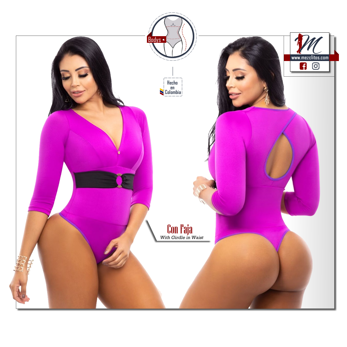 Bodysuits Reductoras 3381 (w/ Faja) Magenta