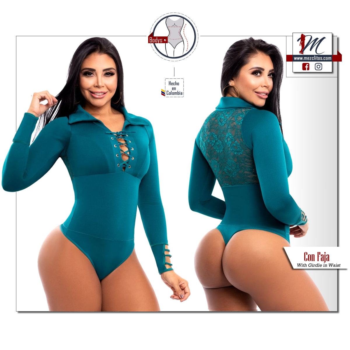 Bodysuits Reductoras 3390 (w/ faja) Jade Green