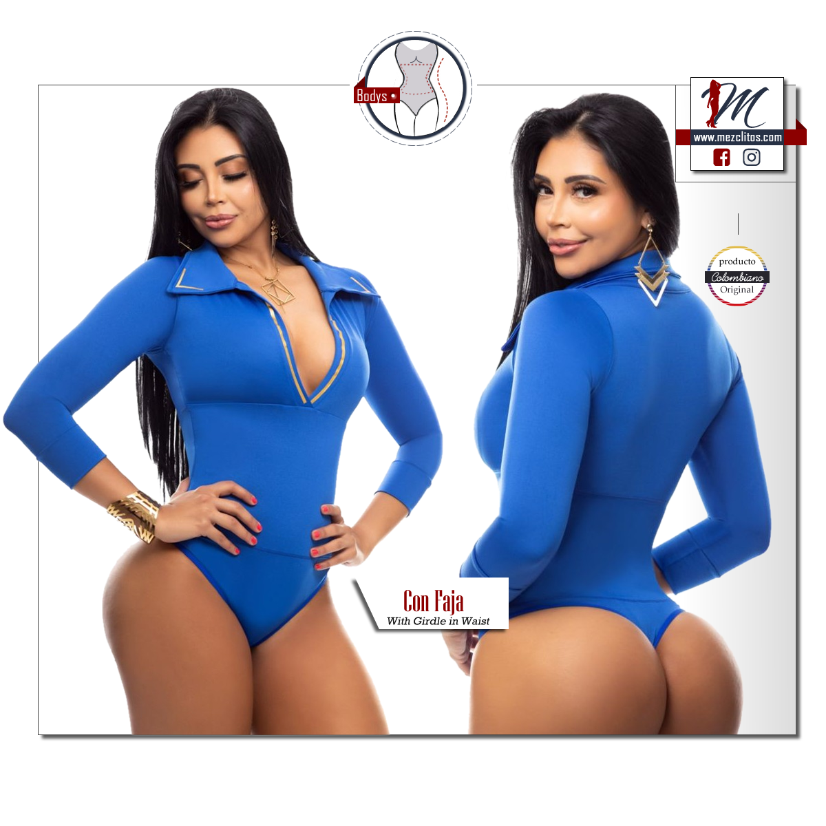 Bodysuit Reductora Colombiana con Faja Interna 3414