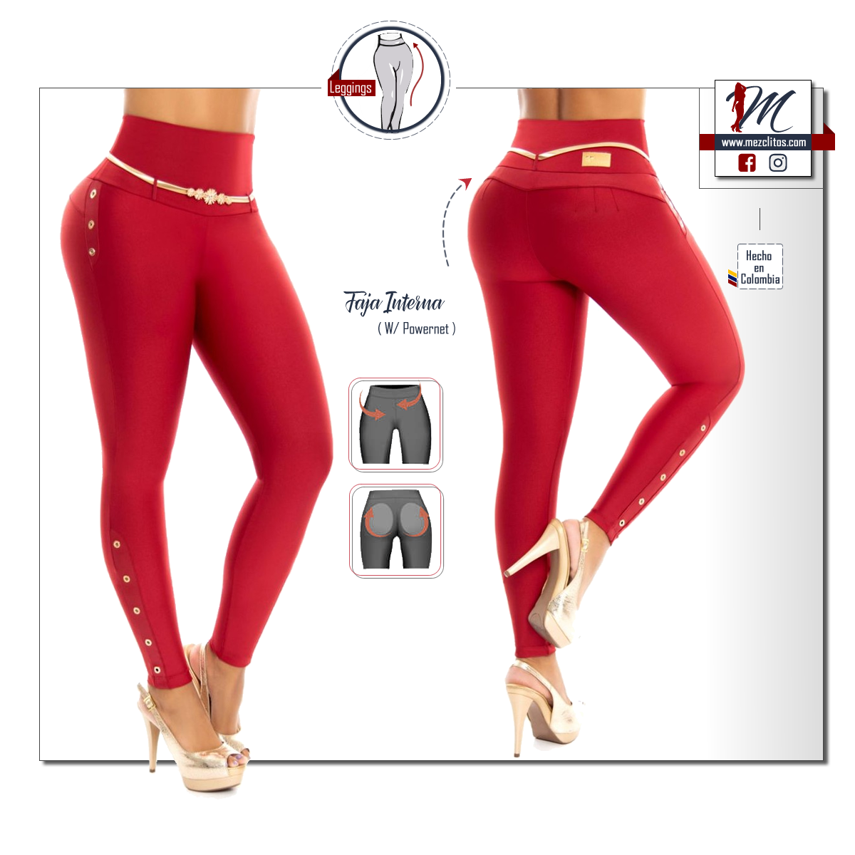 Leggings w/ Faja 2088 - Red Wine (Vino Tinto)