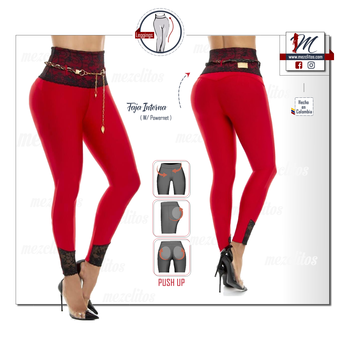 Leggings Rojos 985 - 100% Colombianos