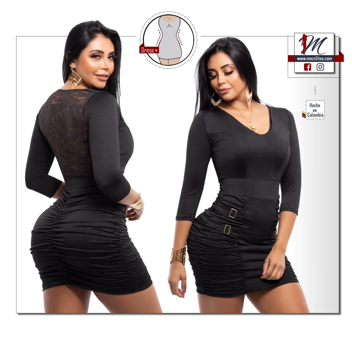 Bodycon Dress VR2316 - Black