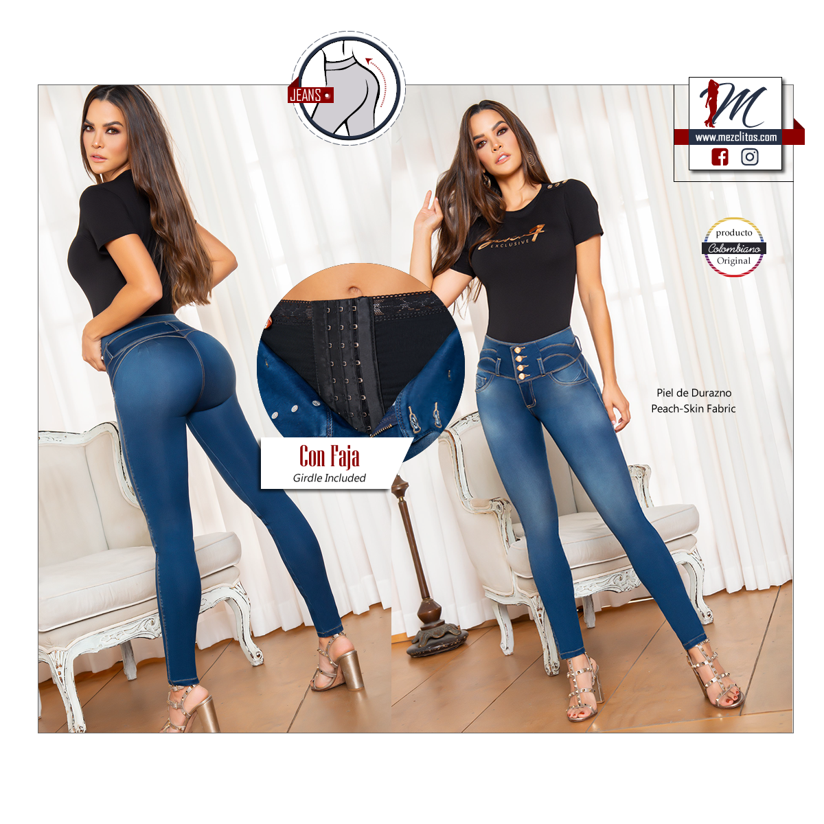 Seven7 Jeans Colombianos con FAJA 1338